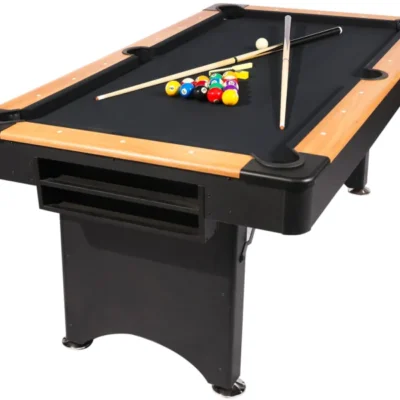 Billard pliant 6ft – Mannoni – Noir – Rangement facile – Accessoires inclus – Idéal pour enfants